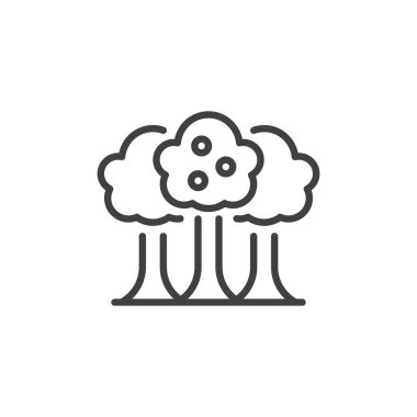 Elma ağaçları çizgisi simgesi. Mobil konsept ve web tasarımı için doğrusal biçim işareti. Meyve ağacı çizgisi vektör simgesi. Sembol, logo çizimi. Vektör grafikleri