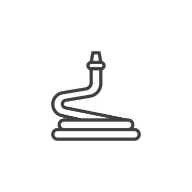 Hortum hattı simgesi sulanıyor. Mobil konsept ve web tasarımı için doğrusal biçim işareti. Bahçe hortumu vektör ikonu. Sembol, logo çizimi. Vektör grafikleri