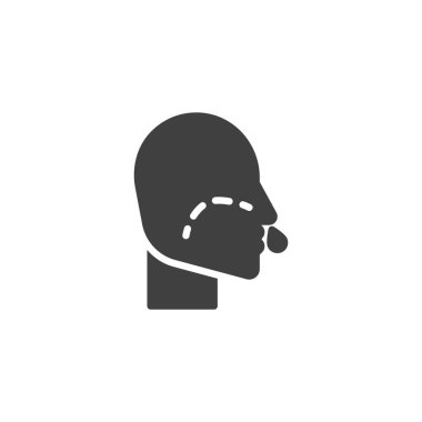 Akan burun vektör simgesi. Mobil konsept ve web tasarımı için düz tabela. Coronavirus belirtileri, akan burun glyph ikonu. Sembol, logo çizimi. Vektör grafikleri