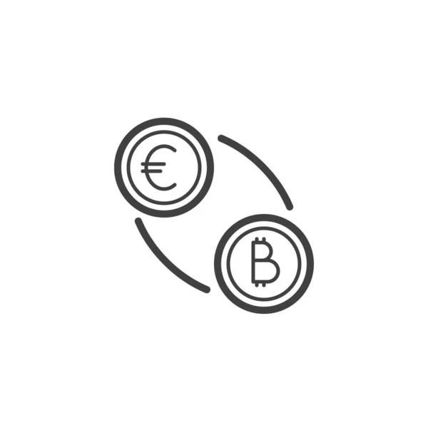 Euro Och Bitcoin Utbyte Line Ikon Linjär Stil Tecken För — Stock vektor