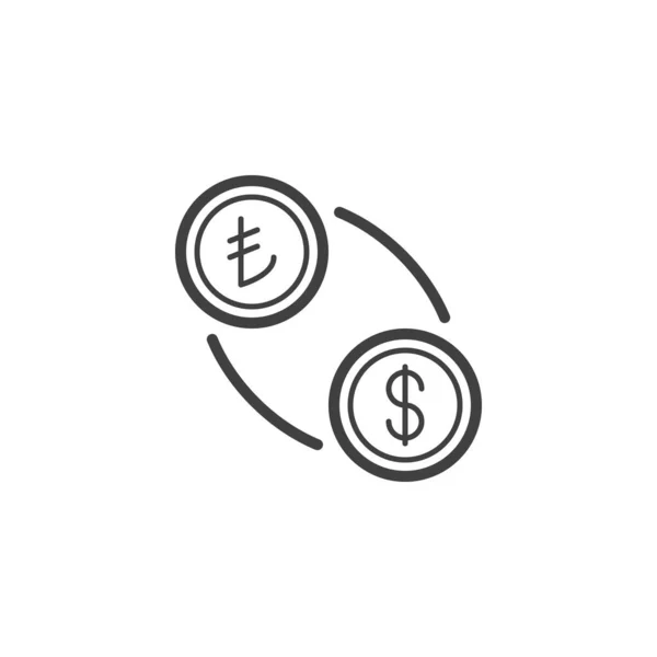 Lira Dollar Exchange Line Icon Linear Style Sign Mobile Concept — Stockvektor