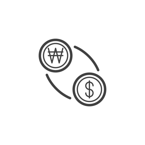 Значок Линии Обмена Выигрыша Доллара Знак Стиля Мобильной Концепции Веб — стоковый вектор