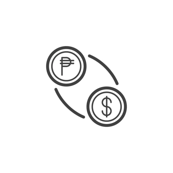 Ikona Rupii Dolara Liniowy Znak Stylu Dla Mobilnej Koncepcji Projektowania — Wektor stockowy