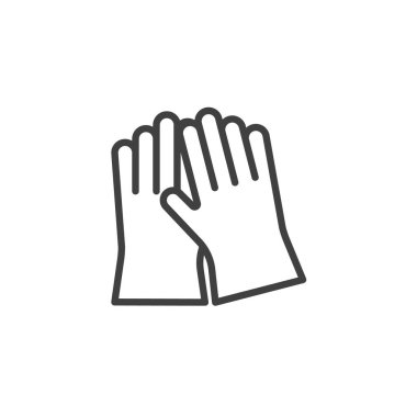 Eldiven temizleme ikonu. Mobil konsept ve web tasarımı için doğrusal biçim işareti. Koruyucu eldivenler vektör simgesini belirler. Sembol, logo çizimi. Vektör grafikleri