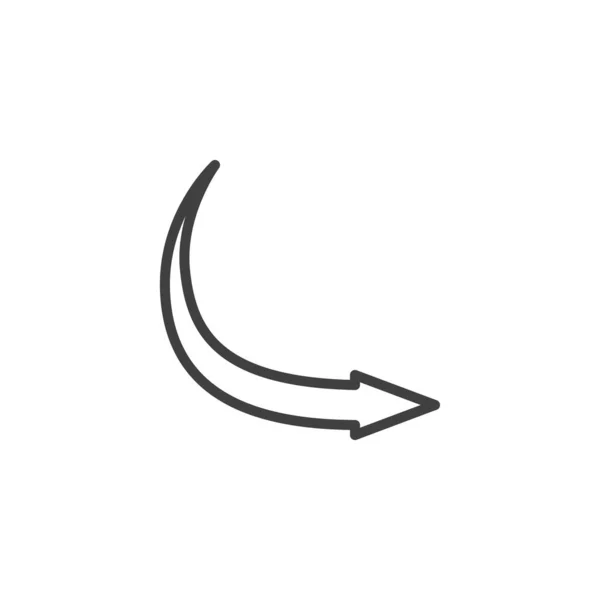 曲线箭头右行图标 移动概念和网页设计的线性风格标志 新箭头指针轮廓矢量图标 标识插图 矢量图形 — 图库矢量图片