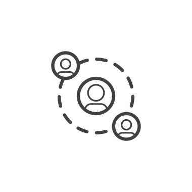 İnsanlar ağ bağlantısı simgesi. Mobil konsept ve web tasarımı için doğrusal biçim işareti. Millet, iletişim ana hatları vektör simgesi. Sembol, logo çizimi. Vektör grafikleri