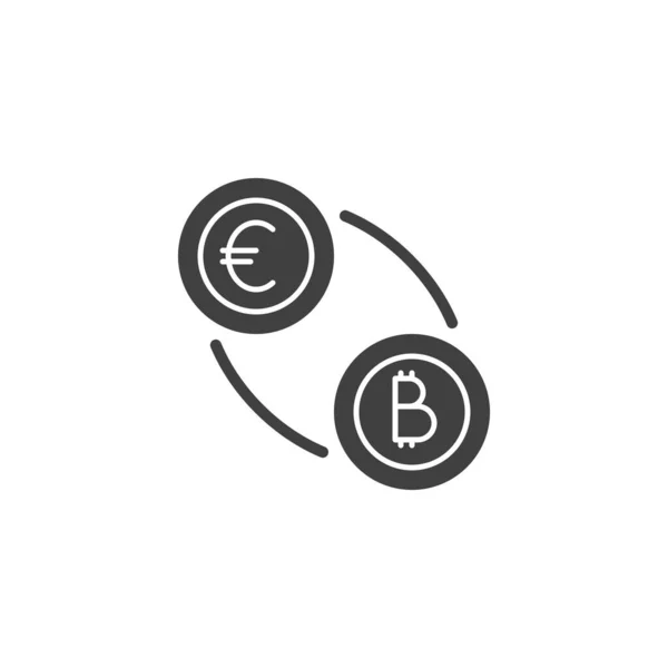 Icône Vectorielle Échange Euro Bitcoin Panneau Plat Rempli Pour Concept — Image vectorielle