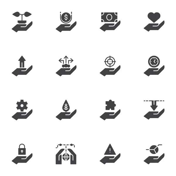 Набір Векторних Піктограм Рук Сучасна Колекція Суцільних Символів Заповнений Пакунок — стоковий вектор