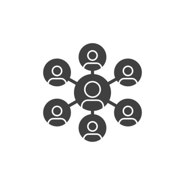 Sosyal ağ bağlantı vektörü simgesi. Organizasyon grubu mobil konsept ve web tasarımı için düz tabela doldurdu. Millet, iletişim sembolü. Sembol, logo çizimi. Vektör grafikleri