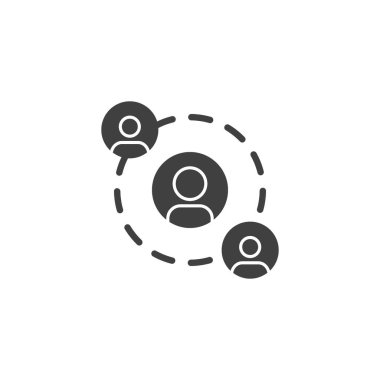 İnsanlar ağ bağlantı vektörü simgesi. Mobil konsept ve web tasarımı için düz tabela. Millet, iletişim sembolü. Sembol, logo çizimi. Vektör grafikleri