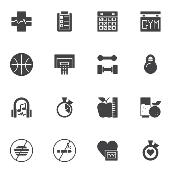 Set Iconos Vectoriales Estilo Vida Saludable Colección Símbolos Sólidos Modernos — Vector de stock