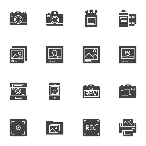 Conjunto Iconos Vectoriales Fotografía Colección Símbolos Sólidos Modernos Paquete Pictogramas — Vector de stock