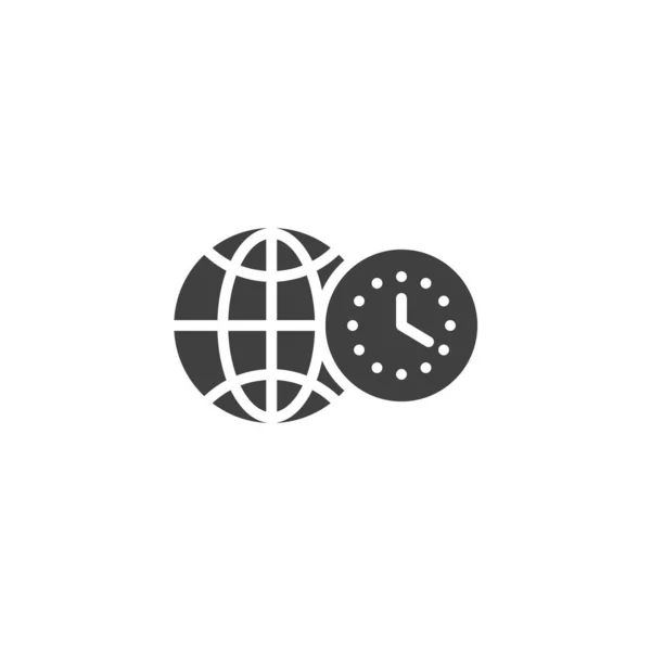 Uhr Und Globus Vektor Symbol Weltzeituhr Gefüllt Flache Zeichen Für — Stockvektor