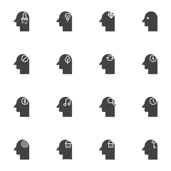 Head Thinking Vector Icons Set Modern Solid Symbol Collection Human — Stock Vector