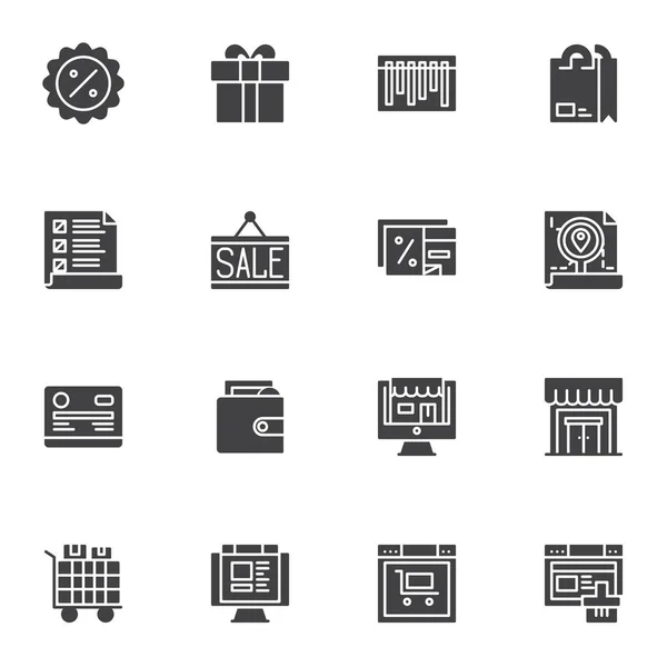 Ensemble Icônes Vectorielles Commerce Électronique Collection Symboles Solides Modernes Pack — Image vectorielle