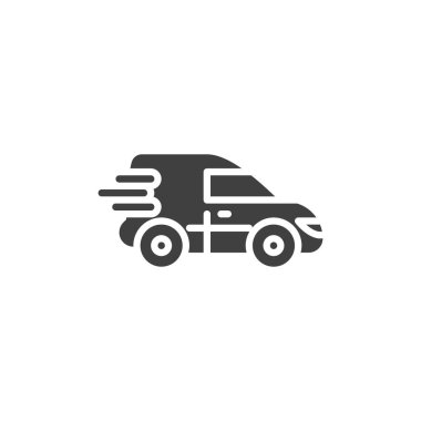 Ekspres teslimat van vektör simgesi. Mobil konsept ve web tasarımı için düz tabela. Hızlı teslimat servisi simgesi. Sembol, logo çizimi. Vektör grafikleri