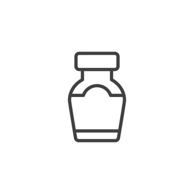Mason kavanoz hattı ikonu. Mobil konsept ve web tasarımı için doğrusal biçim işareti. Reçel kavanozu ana hatlı vektör simgesi. Sembol, logo çizimi. Vektör grafikleri