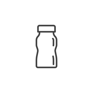 Cam şişe çizgisi simgesi. Mobil konsept ve web tasarımı için doğrusal biçim işareti. Süt ya da meyve suyu şişesi ana hatlı vektör simgesi. Sembol, logo çizimi. Vektör grafikleri