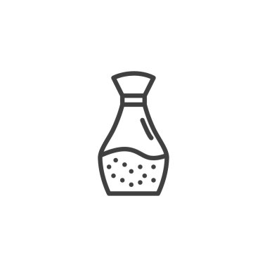 Konserve şişesi çizgisi simgesi. Mobil konsept ve web tasarımı için doğrusal biçim işareti. Sos şişesi ana hatlı vektör ikonu. Sembol, logo çizimi. Vektör grafikleri