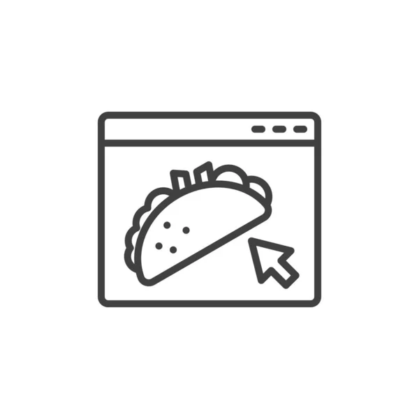 Online Tacos Zamawianie Ikony Linii Meksykańskie Usługi Dostawy Żywności Liniowy — Wektor stockowy