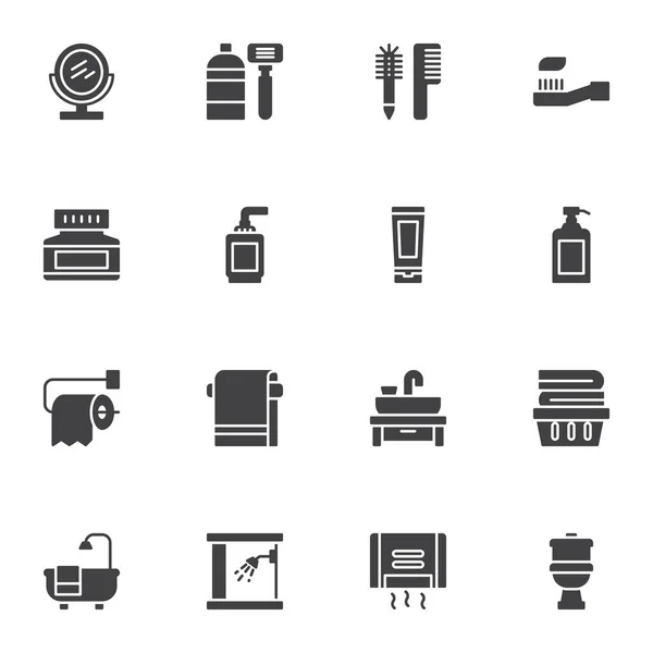 Koupelnové Doplňky Vektorové Ikony Set Moderní Kolekce Solidních Symbolů Vyplněný — Stockový vektor
