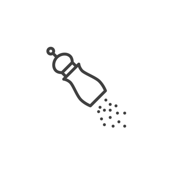 Иконка перцового шейкера. Знак стиля для мобильной концепции и веб-дизайна. Приправа, значок вектора контура шлифовального станка соли. Символ, иллюстрация логотипа. Векторная графика
