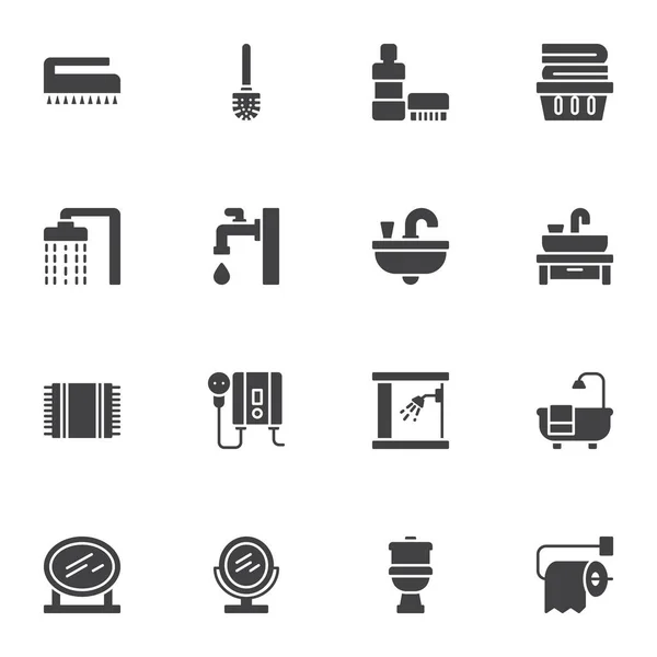Badezimmer Und Sanitäre Einrichtungen Vektor Icons Set Moderne Solide Symbolsammlung — Stockvektor