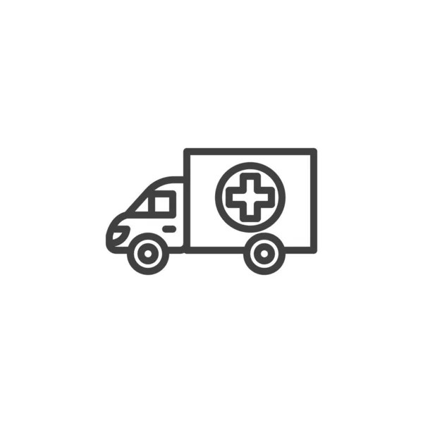 의약품 아이콘 모바일 디자인을 스타일 Ambulance Van Outline Vector Icon — 스톡 벡터