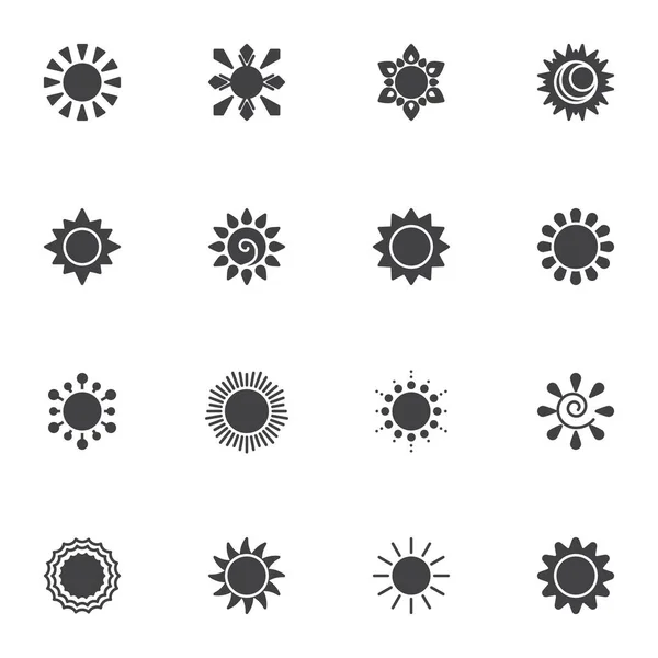 Conjunto Ícones Vetor Solar Verão Coleção Símbolos Sólidos Modernos Pacote — Vetor de Stock