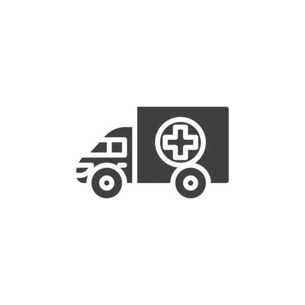 Medicine Delivery Truck Vector Icon Filled Flat Sign Mobile Concept — Stock Vector