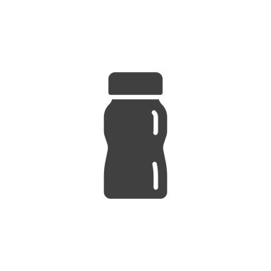 Cam şişe vektör ikonu. Mobil konsept ve web tasarımı için düz tabela. Süt ya da meyve suyu şişesi sembolü. Sembol, logo çizimi. Vektör grafikleri