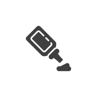 Krema sıkma şişe vektör ikonu. Mobil konsept ve web tasarımı için düz tabela. Sos sembollü bir şişe. Sembol, logo çizimi. Vektör grafikleri