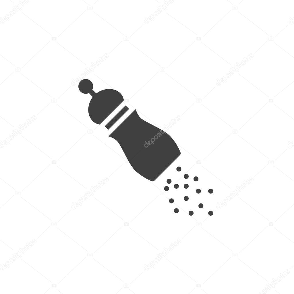 Pepper shaker vector icon. filled flat sign for mobile concept and web design. Condiment, salt grinder glyph icon. Symbol, logo illustration. Vector graphics