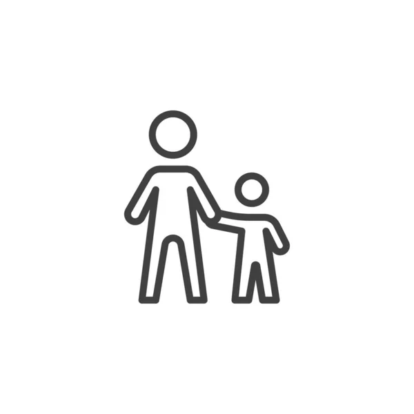 男性と子供のラインのアイコン モバイルコンセプトとウェブデザインのためのリニアスタイルのサイン 息子の輪郭ベクトルのアイコンを持つお父さん シンボル ロゴイラスト ベクトルグラフィックス — ストックベクタ