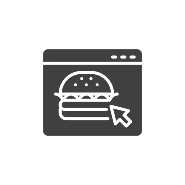 在线汉堡包订购矢量图标 食物递送服务填补了移动概念和网页设计的平面标志 有汉堡包字形图标的网页 标识插图 矢量图形 — 图库矢量图片