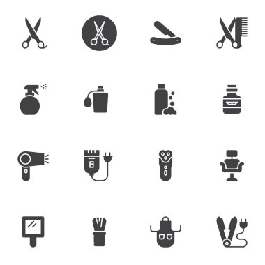 Berber dükkanı vektör simgeleri ayarlandı