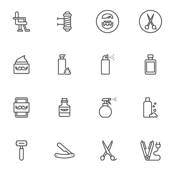 Αξεσουάρ κουρείου line icons set — Διανυσματικό Αρχείο