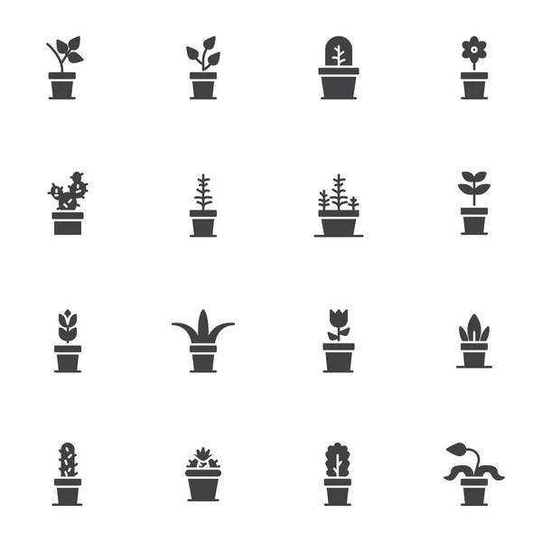 Conjunto de iconos vectoriales de plantas domésticas — Archivo Imágenes Vectoriales