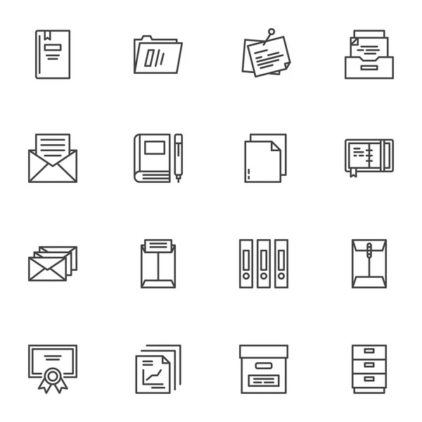 Иконки линий документов Office — стоковый вектор