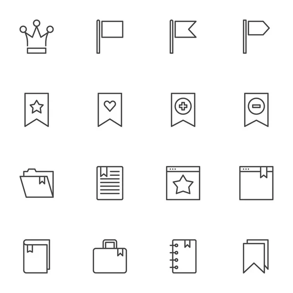 Signets ligne icônes ensemble — Image vectorielle