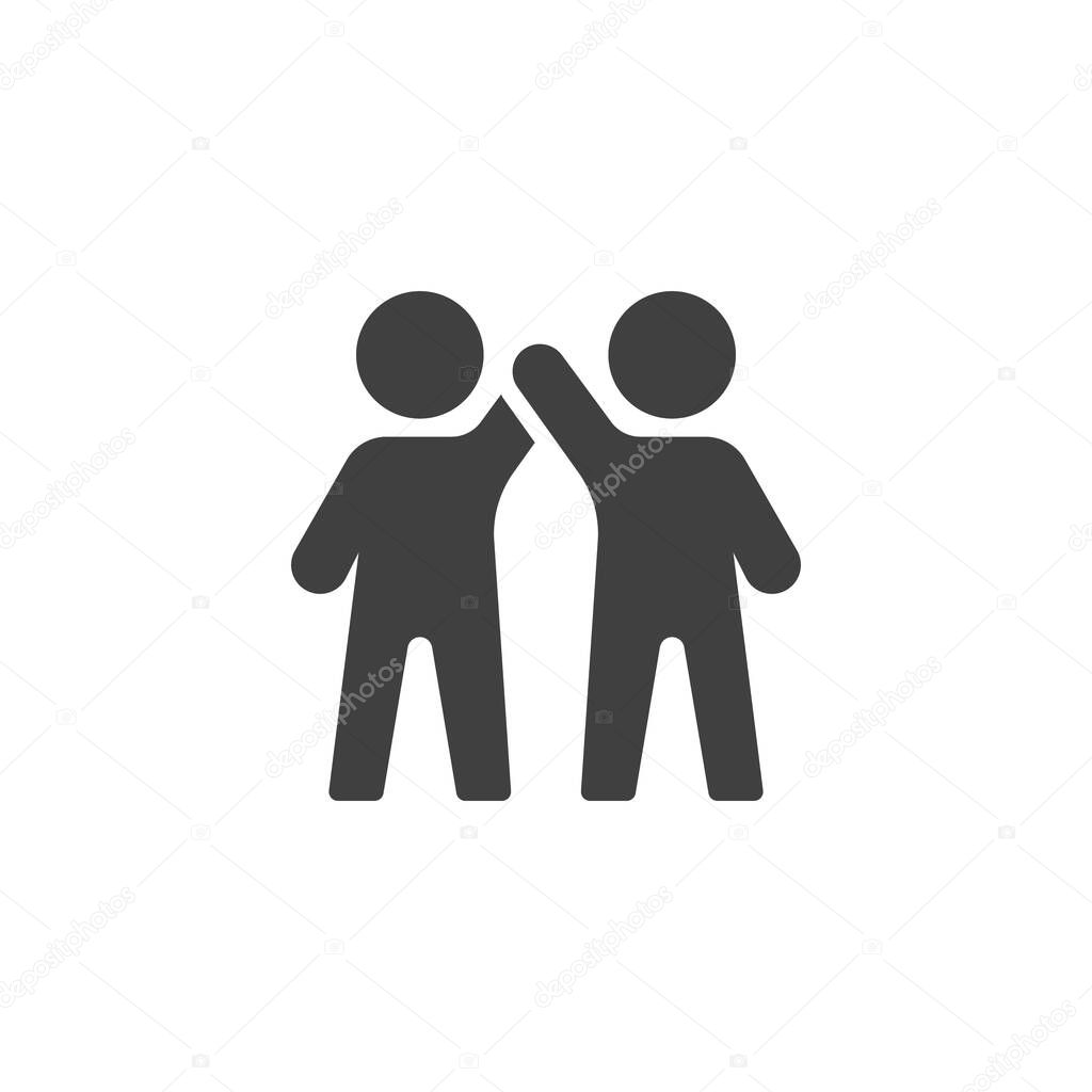Two man greeting vector icon