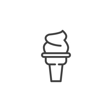 Dondurma çizgisi ikonu. Mobil konsept ve web tasarımı için doğrusal biçim işareti. Dondurma külahı vektör ikonu. Sembol, logo çizimi. Vektör grafikleri