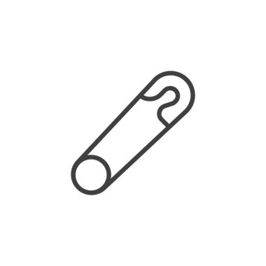 Giysiler iğne çizgisi simgesi. Mobil konsept ve web tasarımı için doğrusal biçim işareti. Güvenlik pin ana hat vektör simgesi. Sembol, logo çizimi. Vektör grafikleri