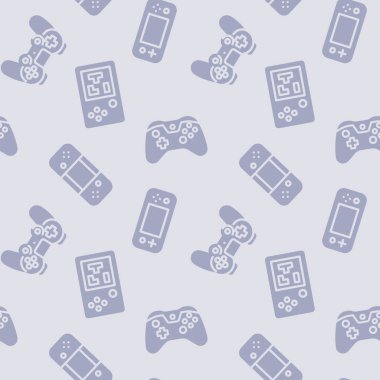 Video oyunu denetleyici simgeleri deseni. eSports 'un kusursuz bir geçmişi var. Kusursuz desen vektör çizimi