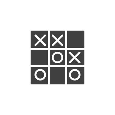 Tic tac toe oyun vektör simgesi. Mobil konsept ve web tasarımı için düz tabela. Haçlı Tic-tac-toe ve sıfır glyph simgesi. Sembol, logo çizimi. Vektör grafikleri