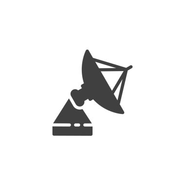 Uydu anten vektör simgesi. Mobil konsept ve web tasarımı için düz tabela. Parabol uydu Anten sembol simgesi. Sembol, logo çizimi. Vektör grafikleri