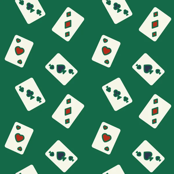 Casino Jogando Padrão Ícones Cartas Cartão Poker Sem Emenda Fundo — Vetor de Stock