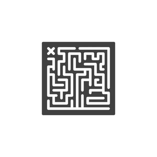 迷宫迷宫矢量图标 填写了移动概念和网页设计的平面标志 迷宫棋盘游戏字形图标 标识插图 矢量图形 — 图库矢量图片