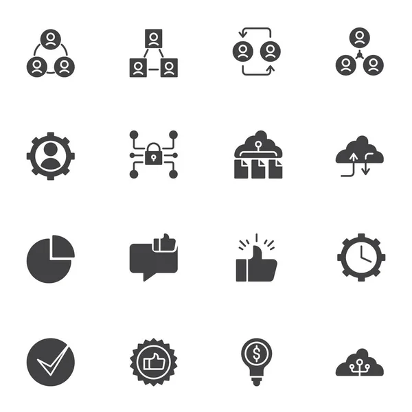 Set Icone Vettoriali Universal Business Collezione Simboli Solidi Moderni Confezione — Vettoriale Stock
