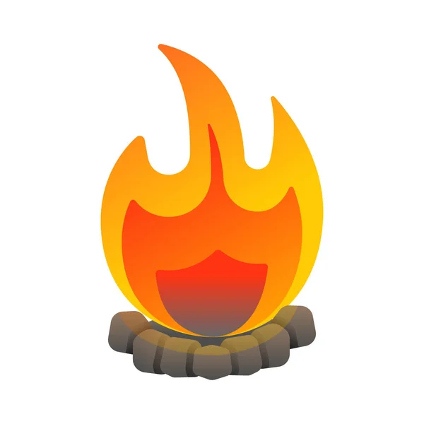 燃焼キャンプファイヤーのカラフルなピクトグラムは白に隔離された シンボル ロゴイラスト フラットスタイルのデザイン たき火の炎のカラフルなグラフィック — ストックベクタ